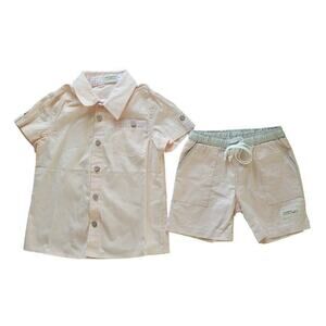 Sawyer & Finn Boy's Peach Shirt + Shorts Outfit